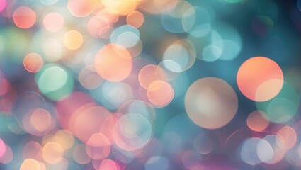 Poster - colorful bokeh background with soft blurred circles in shades of blue pink and orange for abstract d