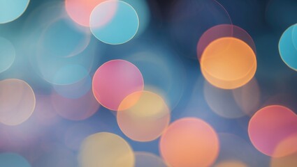 Poster - Colorful bokeh lights background in soft focus with various circular shapes and vibrant hues of blue pink and orange