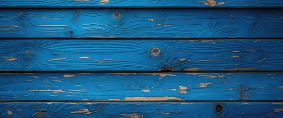 Poster - blue weathered wooden planks with visible texture and grain patterns background