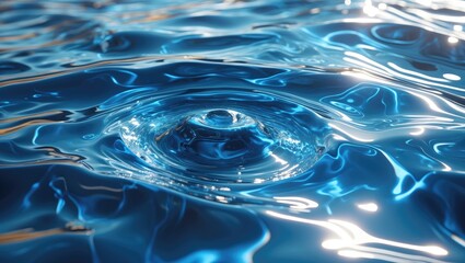 Poster - close-up view of rippling blue water surface with light reflections creating a shimmering effect and