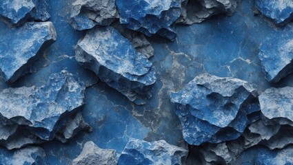 Poster - blue rocky texture background with irregular stone shapes and rough surfaces in a natural setting