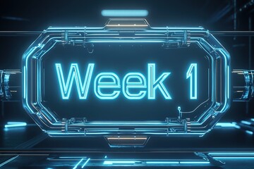 Poster - neon-lit display showcasing digital text with futuristic design