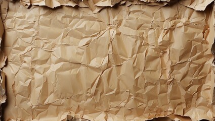 Poster - Crumpled brown paper texture background with uneven surface and creases for design and creative projects