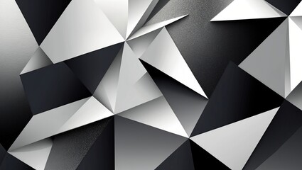 Poster - Abstract geometric background with sharp triangular shapes in black and white shades creating a modern and polished design