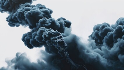 Poster - dark smoke swirling against a light background in abstract formation with dramatic texture and depth