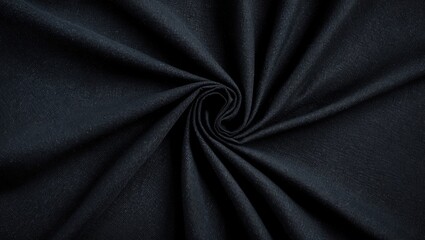 Poster - black textile fabric folded in a spiral pattern displaying texture and depth for background or desig