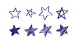 © Yanka - Star hand drawn blue marker pen. Doodle star sketch drawing