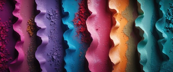 Aufkleber - Vibrant colored textured backgrounds showcasing a wavy design in a spectrum of bold and rich hues for creative projects.