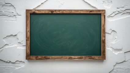 Aufkleber - Chalkboard texture framed on a white wall perfect for backgrounds and advertisements featuring ample copy space for text insertion.