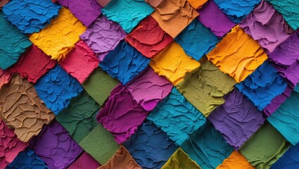 Aufkleber - Vibrant textured patchwork background featuring colorful squares for artistic decoration or design inspiration