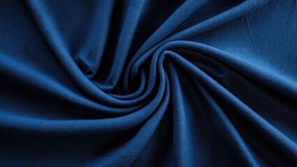 Aufkleber - Dark blue synthetic fabric texture with smooth folds showcasing elegant textile design for fashion or interior decoration applications.