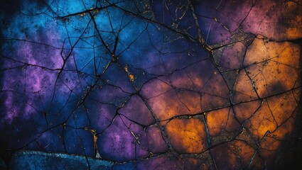 Aufkleber - Vibrant abstract texture with rich colors and cracks perfect for backgrounds in photography and graphic design projects.