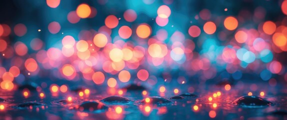 Aufkleber - colorful bokeh background with defocused lights and reflections creating a dreamy, vibrant atmospher