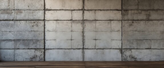 Poster - Industrial concrete wall texture with wooden floor suitable for modern backgrounds and architectural designs