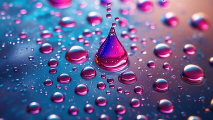 Aufkleber - Colorful water droplets on glass creating an abstract background with vibrant hues and reflections for artistic designs.