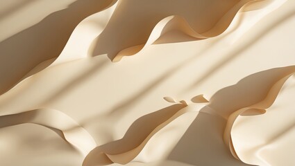 Aufkleber - Elegant cream fabric draping with soft shadows creating a serene and sophisticated background texture for design and photography contexts.