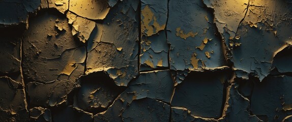 Aufkleber - dramatic close-up of an aged dark grunge wall with peeling paint and textured surface highlighting i