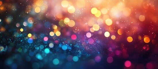 Aufkleber - Colorful abstract background with soft bokeh effects in warm oranges and cool blues creating a dreamy atmosphere with luminous light spots