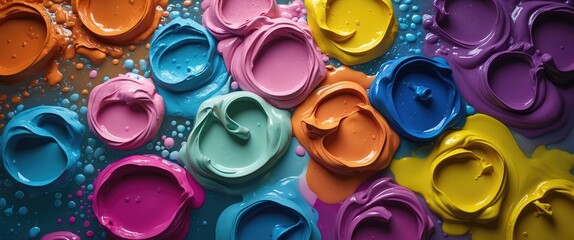 Aufkleber - Colorful paint splashes in water creating vibrant abstract textures for artistic backgrounds and design inspiration.