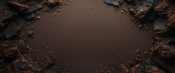 Aufkleber - grunge textured dark brown background with rocky elements for versatile design applications and crea