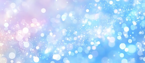 Aufkleber - Blue abstract background with soft bokeh light effects in shades of blue and pink, circular particles scattered throughout creating a dreamy defocused look
