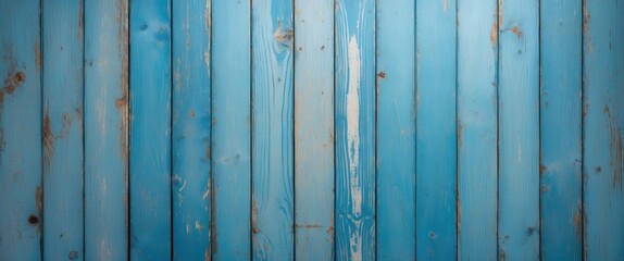 Wall Mural - Blue wooden planks background with distressed texture and natural grain pattern in rustic style