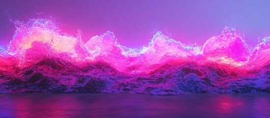 Aufkleber - Vibrant pink and purple neon waves shimmer against a gentle wavy backdrop creating an abstract underwater atmosphere with soft glowing colors.