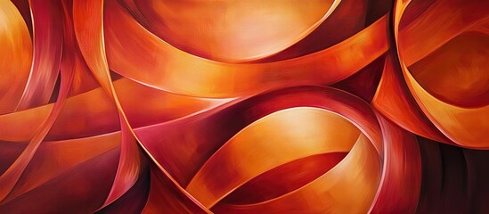 Aufkleber - Abstract swirling patterns in warm shades of orange, red, and copper, creating a dynamic and fluid composition.  High contrast with smooth curves.