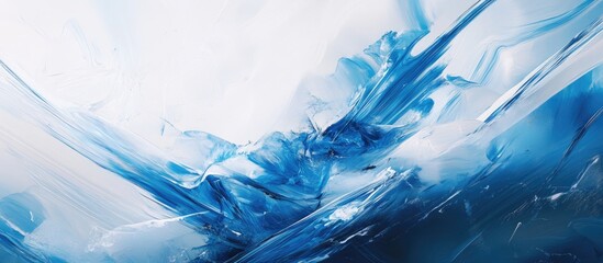 Leinwandbilder - Abstract digital backdrop showcasing luminous blue and white trails flowing dynamically across the canvas creating a striking visual experience.