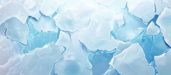 Aufkleber - Cracked white ice surface with striking blue icy patterns and shades of light blue, creating a textured abstract background of ice.
