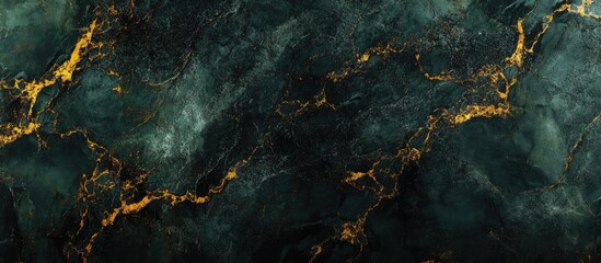 Fototapete - Dark green marble background with golden veins creating a faux grunge texture perfect for stylish group card designs enhancing overall appeal.