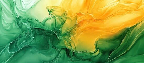 Leinwandbilder - Abstract background featuring a vibrant blend of green and yellow swirling together, with green dominating the lower half and bright yellow above.
