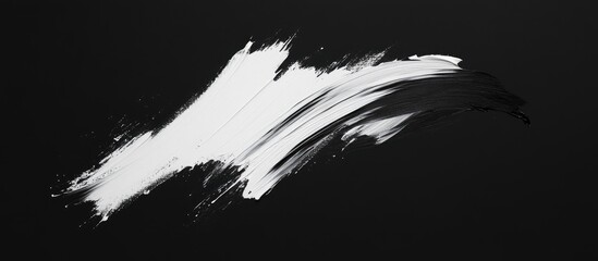 Fototapete - Dynamic white brushstroke on a solid black background creates striking contrast emphasizing the bold separation of light and dark elements.