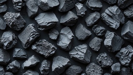 Wall Mural - Black coal rock formation background texture natural mineral aggregate