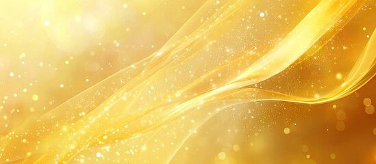 Poster - abstract golden backdrop with soft wavy designs and glowing particle lights in gradient tones creati