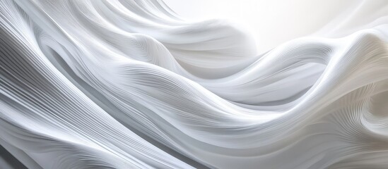 Fototapete - Futuristic abstract wallpaper showcasing smooth flowing white waves with soft gradients, creating a dynamic and engaging visual experience.