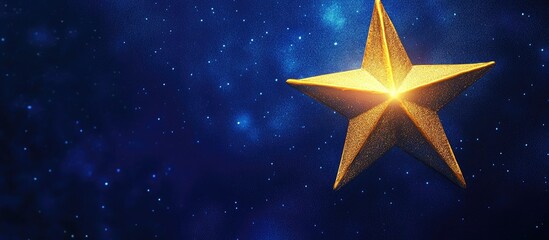 Poster - Golden star positioned to the left, radiating light against a deep blue background, creating a vibrant festive atmosphere with brilliant contrast.