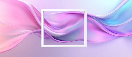 Aufkleber - Abstract pastel waves in soft pink, blue, and purple colors flowing gracefully across the image with a central white rectangular frame.