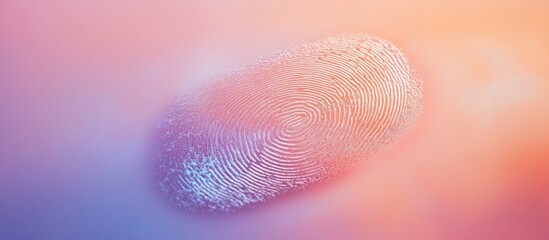 Fototapete - Holographic fingerprint illustration in purple and orange tones with soft gradients highlighting digital security and access integrity concepts