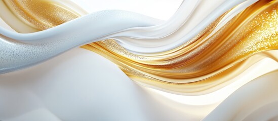 Aufkleber - Elegant abstract waves of soft white and shimmering gold flowing gently across a light background, creating a serene and luxurious atmosphere.