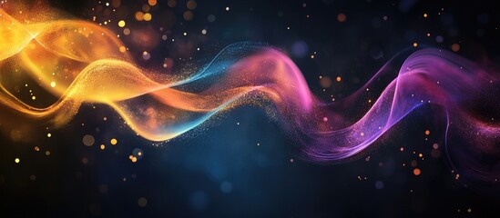 Leinwandbilder - Vibrant flowing waves of neon orange, pink, and blue on a dark background create an abstract visually striking illustration with ethereal movement.