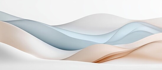 Aufkleber - Abstract soft waves in pastel colors featuring beige, blue, and white flowing seamlessly across a light background creating a tranquil composition.