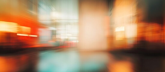 Leinwandbilder - Vibrant abstract blurred background showcasing warm orange and cool blue tones, creating a dynamic contemporary art gallery atmosphere.