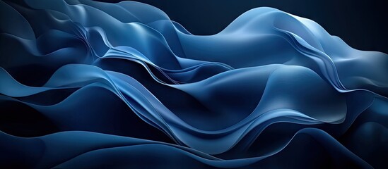 Aufkleber - Flowing abstract waves in various shades of dark blue and light blue creating a smooth and modern background perfect for design projects