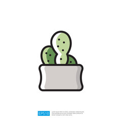 Poster - Cactus Icon Illustrating A Minimalist Plant Design In A Simple Pot For Modern Home Decor And Nature Inspired Aesthetics