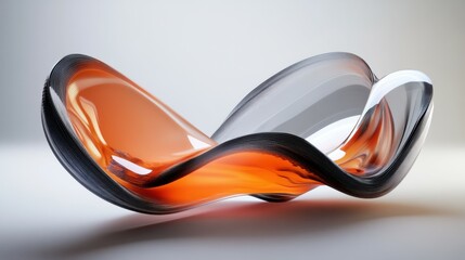 Poster - Wavy trendy glass abstract shapes. 3d illustration paper style