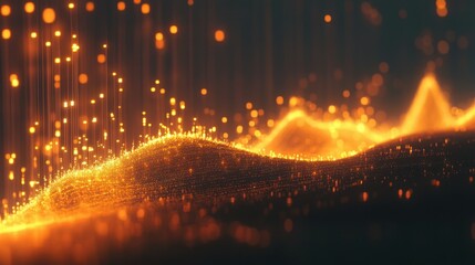 Poster - Glowing upward trend graph showcases exponential growth and success. A symbol of progress and prosperity, visually appealing with a dark background.