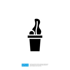 Poster - Stylized Cactus Icon in Modern Minimalist Design Representing Nature and Sustainability in Black and White Silhouette