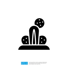 Poster - Cactus Icon in Minimalist Design Featuring Geometric Shapes and Black Silhouettes on a Simple White Background