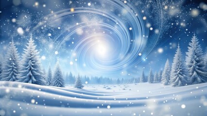 Wall Mural - softly falling snowflakes in a swirling motion amidst a serene winter landscape, calm, animation eff
